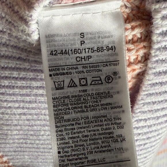 Gap Pastel Rainbow Stripe Chunky Knit V Neck Button Up Cardigan Sweater Small - Picture 5 of 8